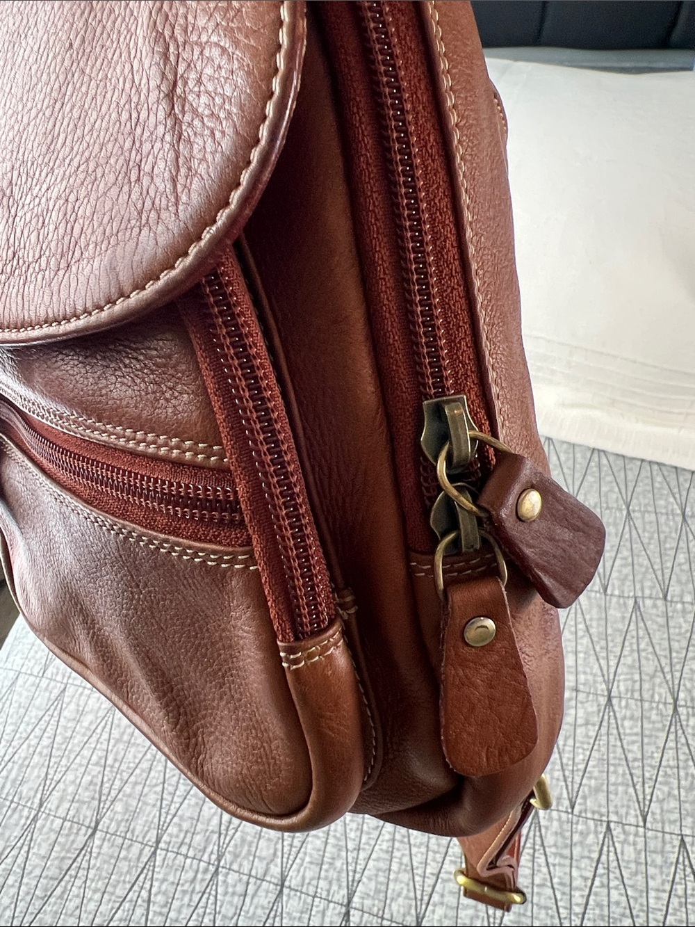 Source Unknown Tan Leather Mini Backpack - Picture 14 of 16